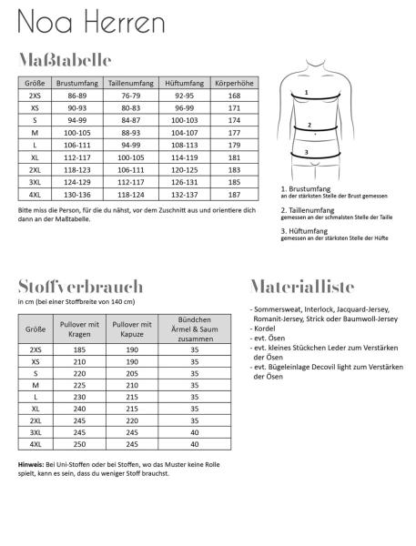 Papierschnittmuster - Herren Raglanhoodie Noa
